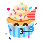 partide eğlenen yüz + cupcake