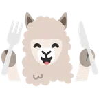 Lama + Teller mit Messer und Gabel