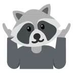 Waschbär + schulterzuckende Person
