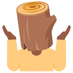 Holz + schulterzuckende Person