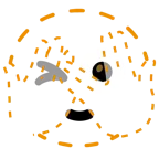 face with peeking eye + dotted line face