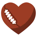 palo de corazones + balón de fútbol americano