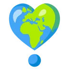 exclamación de corazón + globo terráqueo mostrando Europa y África