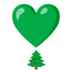 exclamación de corazón + árbol de hoja perenne