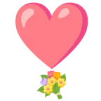 exclamación de corazón + ramo de flores