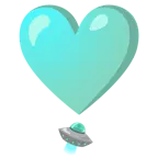 exclamación de corazón + platillo volante
