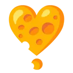 exclamación de corazón + cuña de queso