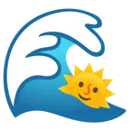 Welle + Sonne mit Gesicht
