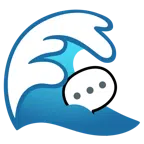 Welle + Sprechblase mit drei Punkten