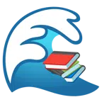 Welle + Bücherstapel
