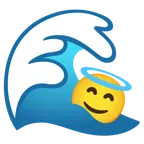 Welle + lächelndes Gesicht mit Heiligenschein