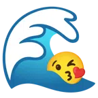 Welle + Kuss zuwerfendes Gesicht