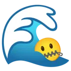 Welle + Gesicht mit Reißverschlussmund