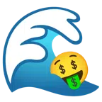 Welle + Gesicht mit Dollarzeichen