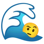 Welle + Gesicht mit hochgezogenen Augenbrauen