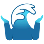 Welle + schulterzuckende Person