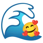 Welle + lächelndes Gesicht mit Herzen