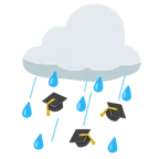 Wolke mit Regen + Doktorhut