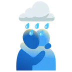 Wolke mit Regen + sich umarmende Personen