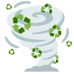 Wirbelsturm + Recycling-Symbol