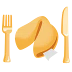 จานพร้อมส้อมและมีด + คุกกี้เสี่ยงทาย