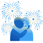 fuochi d’artificio + persone che si abbracciano