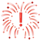 fuochi d’artificio + punto esclamativo rosso