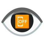 ojo + teléfono móvil apagado