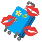 marca de beso + equipaje