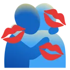 marca de beso + personas abrazándose