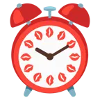 marca de beso + reloj despertador
