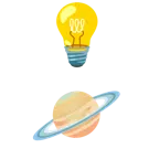 lâmpada + planeta com anéis