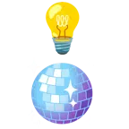 lâmpada + globo de espelhos