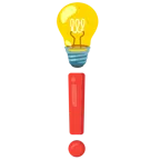 lâmpada + ponto de exclamação vermelho