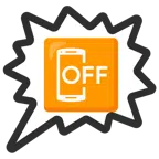 Sprechblase für wütende Aussage rechts + Mobiltelefon aus