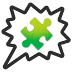 Sprechblase für wütende Aussage rechts + Puzzleteil