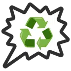 Sprechblase für wütende Aussage rechts + Recycling-Symbol