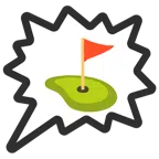 Sprechblase für wütende Aussage rechts + Golffahne
