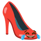 face with tears of joy + high-heeled shoe
