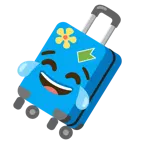 face with tears of joy + luggage