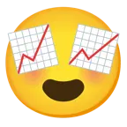 وجه مبتسم مع عينين على شكل قلب + اتجاه لأعلى