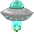 disco volante + simbolo del riciclaggio