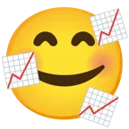 وجه مبتسم مع ثلاثة قلوب + اتجاه لأعلى