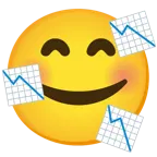 وجه مبتسم مع ثلاثة قلوب + مخطط بياني لأسفل