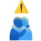 warning + people hugging