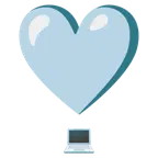 exclamación de corazón + ordenador portátil