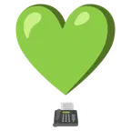 exclamación de corazón + máquina de fax