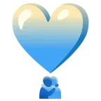 exclamación de corazón + personas abrazándose