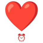 exclamación de corazón + reloj despertador