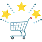funkelnder Stern + Einkaufswagen